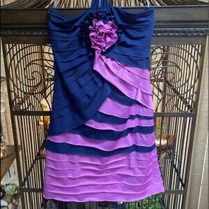 Sara Sara Purple Navy boho Halter Dress 14